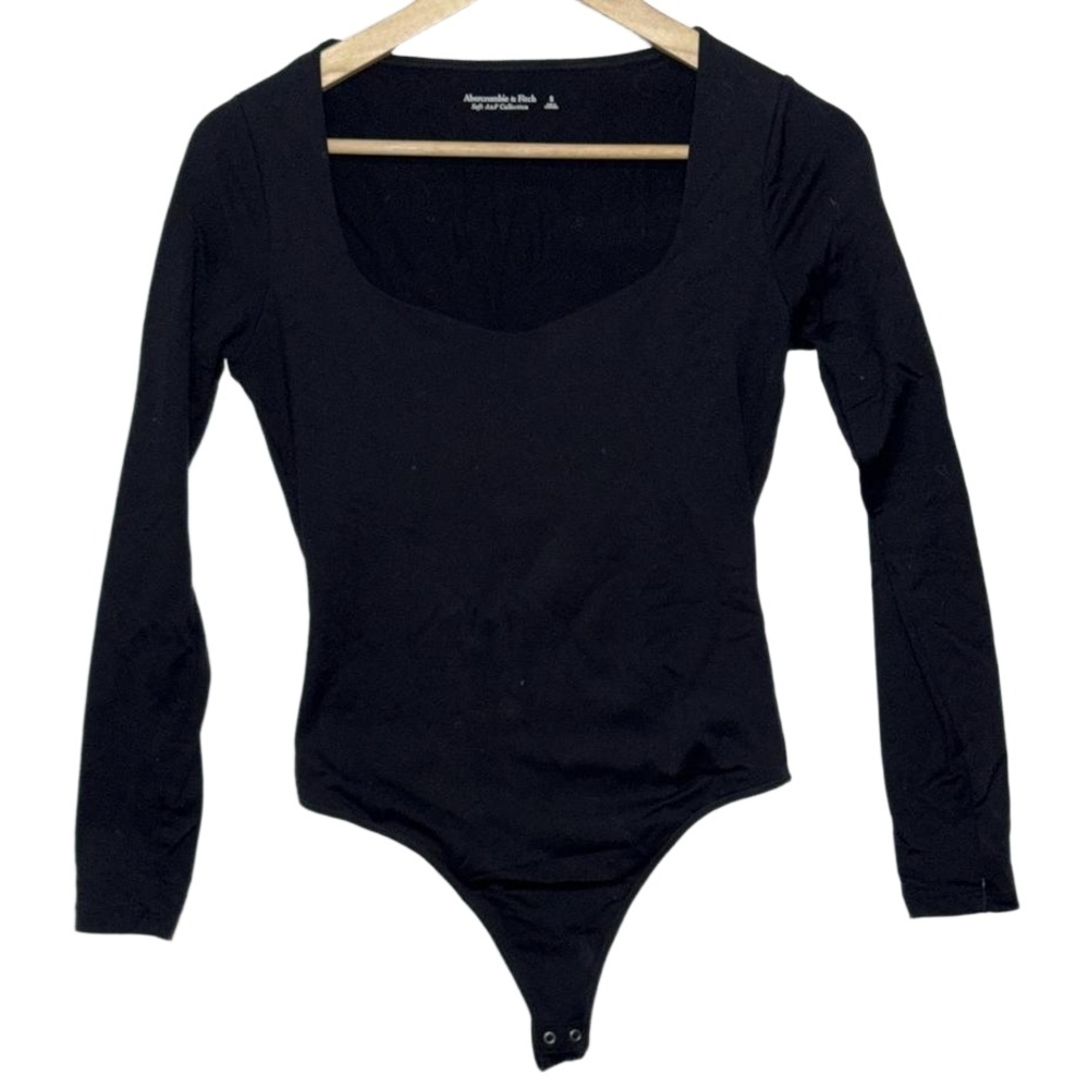 Abercrombie & Fitch Soft A&F Black Square Neck Long Sleeve Bodysuit Size Small S